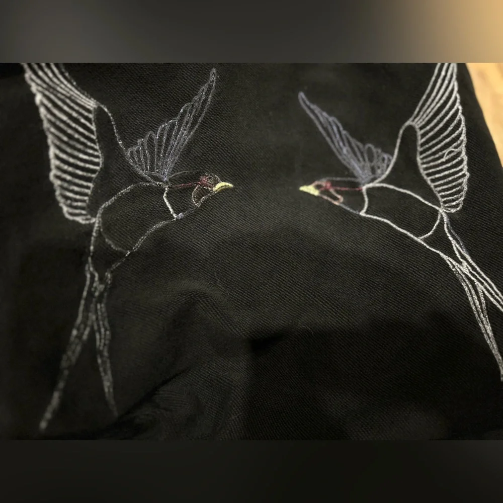 Iconic Stella McCartney Black Bird Embroidered Colorblock Sweatshirt XS IT38 - Picture 8 of 9